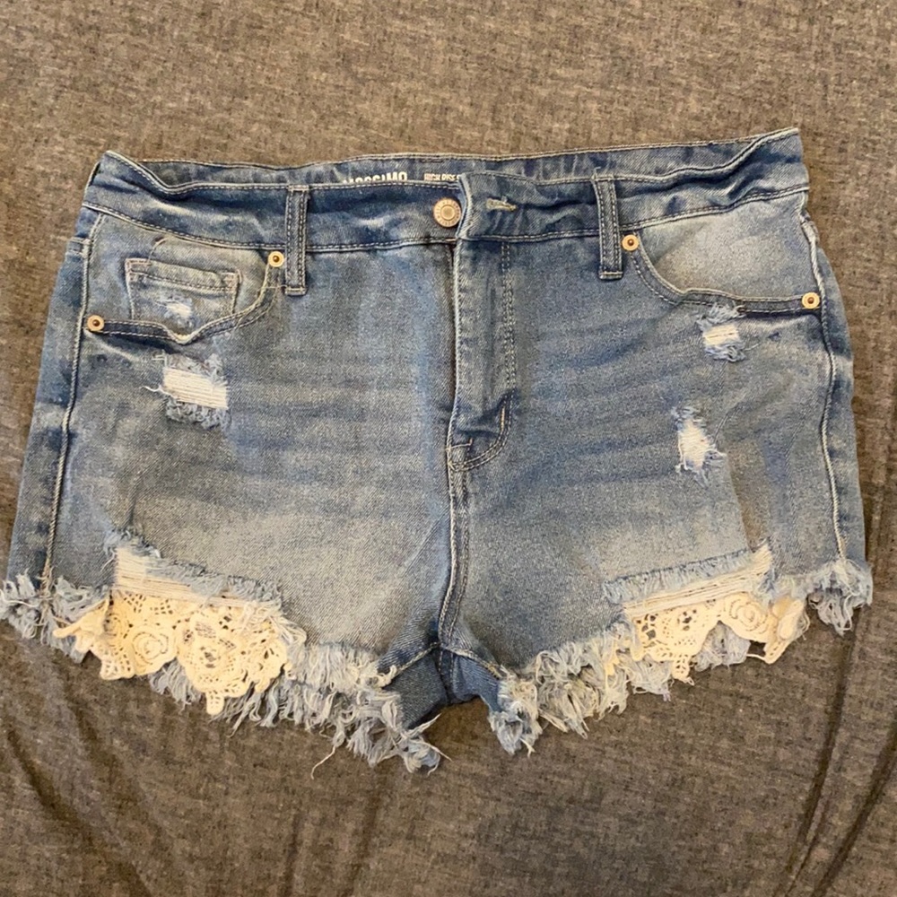 Mossimo Distressed Jean Shorts with Lace Detail